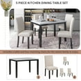 thumbnail image 4 of Harper & Bright Designs Upholstered Dining Table Set for 4, Rectangle Faux Marble Table and 4 Thicken Cushion Chairs, White/Beige+Black, 4 of 10