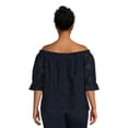 thumbnail image 4 of Terra & Sky Women's Plus Size Off The Shoulder Eyelet Top, 4 of 7