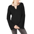thumbnail image 1 of INC Womens Fuzzy Knit Suéter, Negro, Grande, 1 of 1