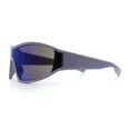 thumbnail image 6 of Wrap Curved Color Mirror Oversize Shield Sport Plastic Sunglasses Lavender - Blue Mirror, 6 of 8