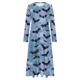 thumbnail image 4 of WFJCJPAF 2025 New Halloween Halloween Dresses for Women Plus Size 26 Summer,Ladies'and Winter Fashionable Round Neck Long Sleeved Halloween Printed Dress - Blue L, 4 of 5