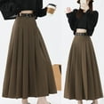 thumbnail image 4 of Women's High Waist Long Skirt with Pleats and Adjustable Belt Solid Color A Line Dress for a Sophisticated Look, 4 of 9