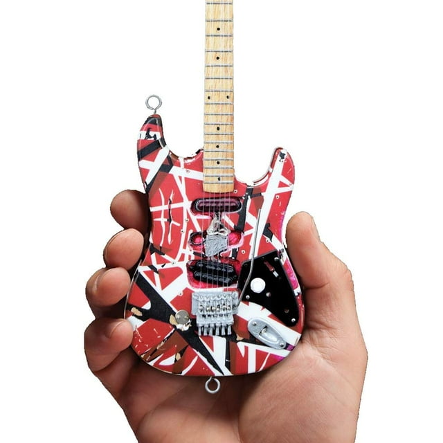 AXE HEAVEN EVH Guitares Miniatures EVH001 Frankenstein Mini Réplique Guitare Van Halen, Figurines de Collection Rouges et Blanches