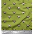 thumbnail image 1 of Soimoi Green Heavy Satin Fabric Tribal Cat Face Printed Fabric 1 Yard 54 Inch Wide, 1 of 3