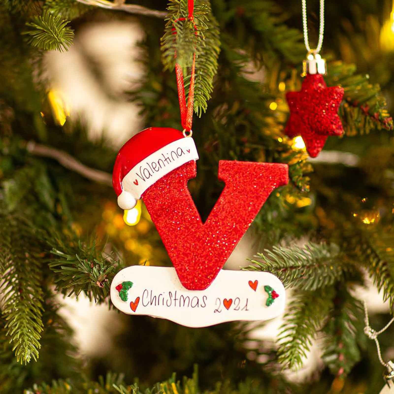 Meuva Love Letters Ornaments Wedding Red Square Ornaments Home Couples Wooden Crafts Decoration Sister Ornament Christmas Ball Set Teacher Ornament