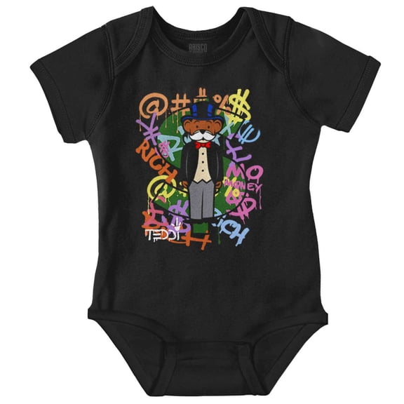 Urban Streetwear Money Teddy Bear Romper Boys or Girls Infant Baby Brisco Brands NB