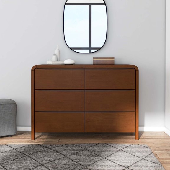 Miekor Furniture Lionel Mid Century Modern Solid Wood 6-Drawer Dresser 65535