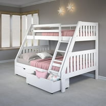 Donco Kids Austin Mission Twin over Full Bunkbed with Dual Underbed Drawers, Twin over Full, White