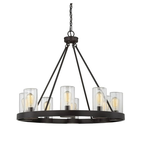 

Modern Farmhouse Circular 8-Light Outdoor Chandelier Ring Vintage Industrial Foyer Kitchen Light in English Bronze
