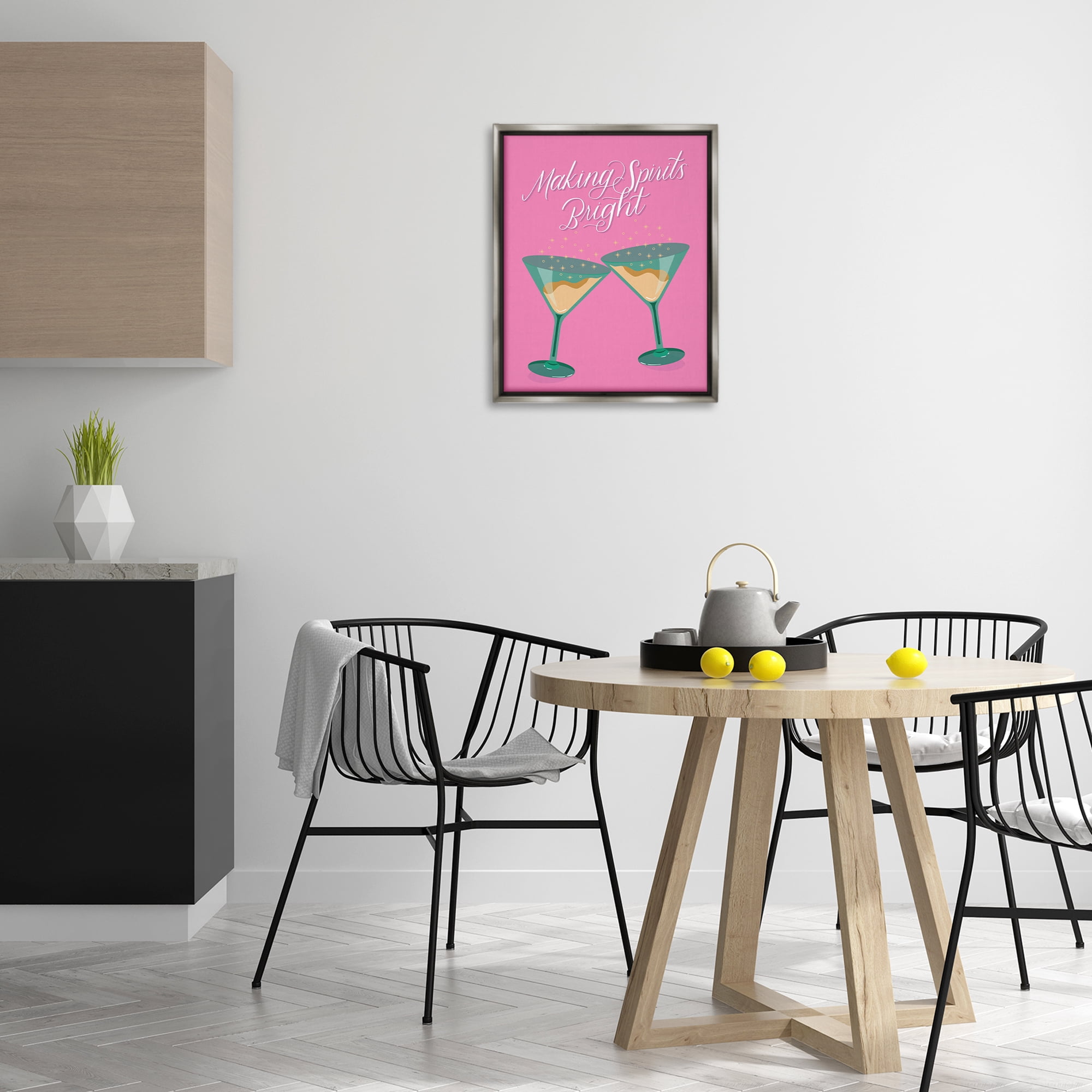 Stupell Industries Making Spirits Bright Cocktails Food & Beverage Painting Gray Floater Framed Canvas Art Print Wall Art, 17 x 21