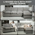 thumbnail image 4 of HOMCOM Sofa Couch with Chaise Lounge, Chenille L-shaped Couch, Grey, 4 of 10