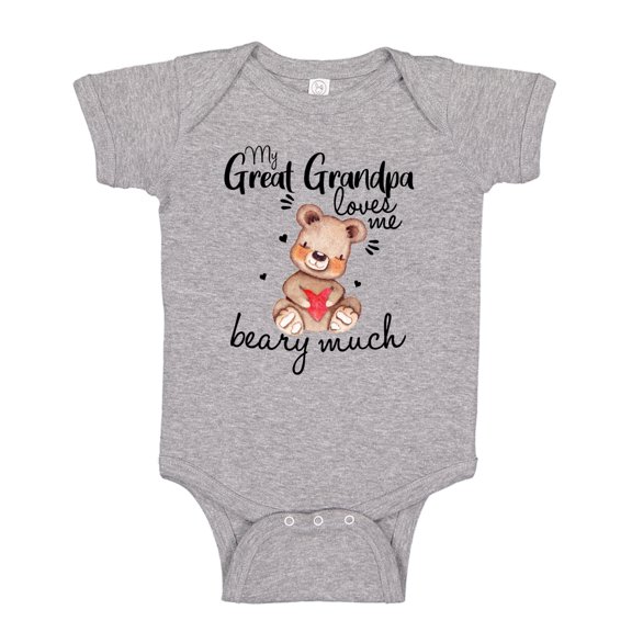 My Great Grandpa Loves Me Beary Much Baby Bodysuit One Piece NB Athletic Heather