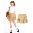 thumbnail image 2 of HILEELANG Little Girl School Uniform Pleated Scooter Skirt With Under Shorts Khaki Pull On Elastic Waist Skirt 4-5 Years, 2 of 8