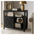 thumbnail image 5 of Farmhouse Printer Stand with Storage, Rolling Printer Cabinet with Shelves, Station, Wheels, and File Cabinet for Home Office Storage (Black), 5 of 8