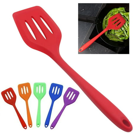 2 Pc Mini Silicone Turner Slotted Spatula Heat Resistant Kitchen Utensil