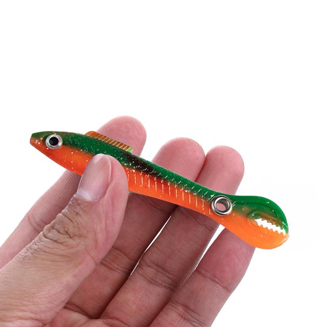Cebo artificial de PVC 10cm/4in cebos falsos para herramienta de pesca al aire libre (rojo verde)
