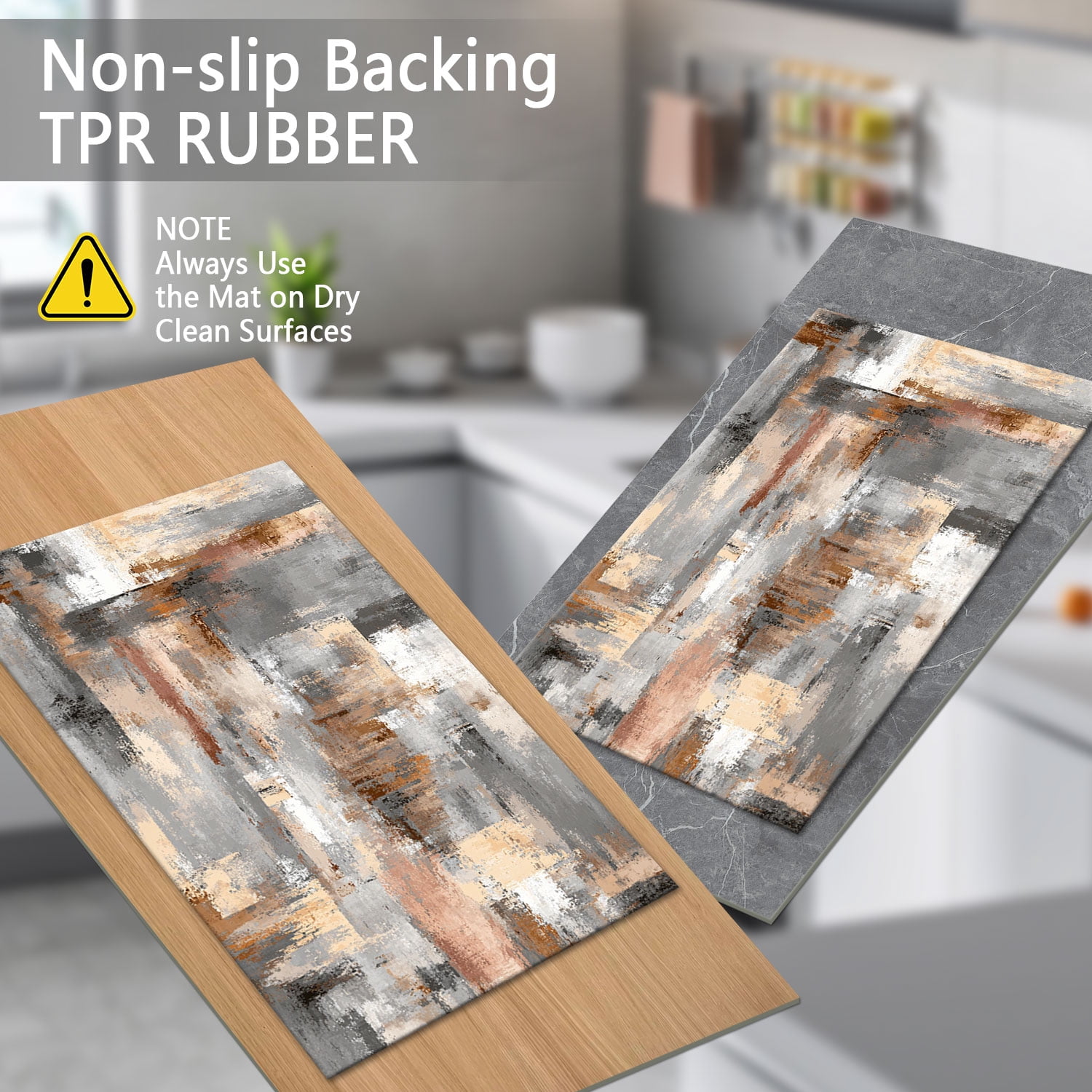 3 Piece Kitchen Rug Set, Non-Slip And Washable, Abstract Pattern Kitchen Hallway Rug, Soft And Comfortable, Suitable For Sinks, Floors, Entrances, Hallways and Bathrooms