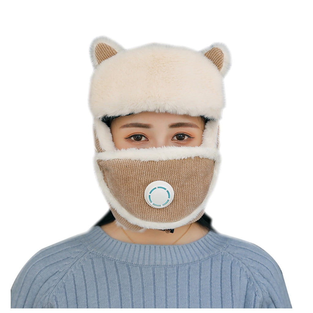 Strungten Women Ski Mask Cap Knit Face Mask Winter Hunting Ear Warm