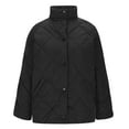 thumbnail image 6 of Stand Collar Jackets For Women Button Down Quilted Fall Winter Trendy Outwear Casual Loose Thermal Coat With Pockets (XL, Black), 6 of 8