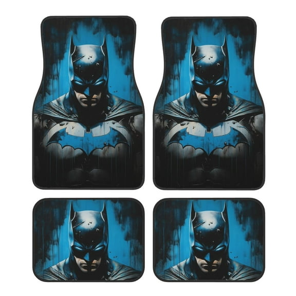 4 Pieces Car Floor Mat Set Batman Protection Full Sets Universal Fit for SUV, Sedans, Vans, Trucks