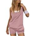 thumbnail image 3 of PIWHJQK Women Loungewear Set Summmer Tank Tops Shorts Set Women Solid Sleeveless Round Neck Activewear Set with Shorts Outfits Set, 3 of 8