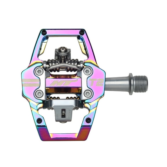 HT Components T2 Pedals - Dual Sided Clipless with Platform, Aluminum, 9/16", Oil Slick