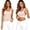 Beige, variant on Women's Summer Tank Top with Built In Pads Elastic Band Sleeveless Casual Vest Undershirt Biking Crop Top L