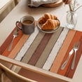 thumbnail image 3 of Burnt Orange Brown Placemats Set of 12 Farmhouse Vintage Wooden Place Mats Indoor Wipeable Table Mats Washable Cloth Dining Table Placemats for Kitchen Holiday Party Home Decor 13x19 Inch, 3 of 9