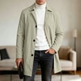 thumbnail image 2 of Gfyviroh Men's Mid-Length Trench Coat Lightweight Solid Button Front Casual Jacket Long Sleeve Lapel Business Office Coat, 2 of 7
