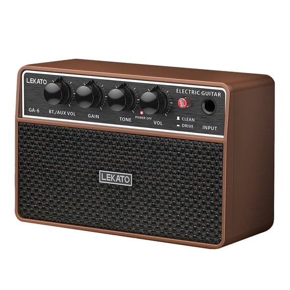 LEKATO Electric Guitar Amplifier GA-6 10W Mini Amp Portable with Clean/Overdrive Channel, Headphone Jack, Bluetooth, Rechargeable Amp for Home and Travel Practice