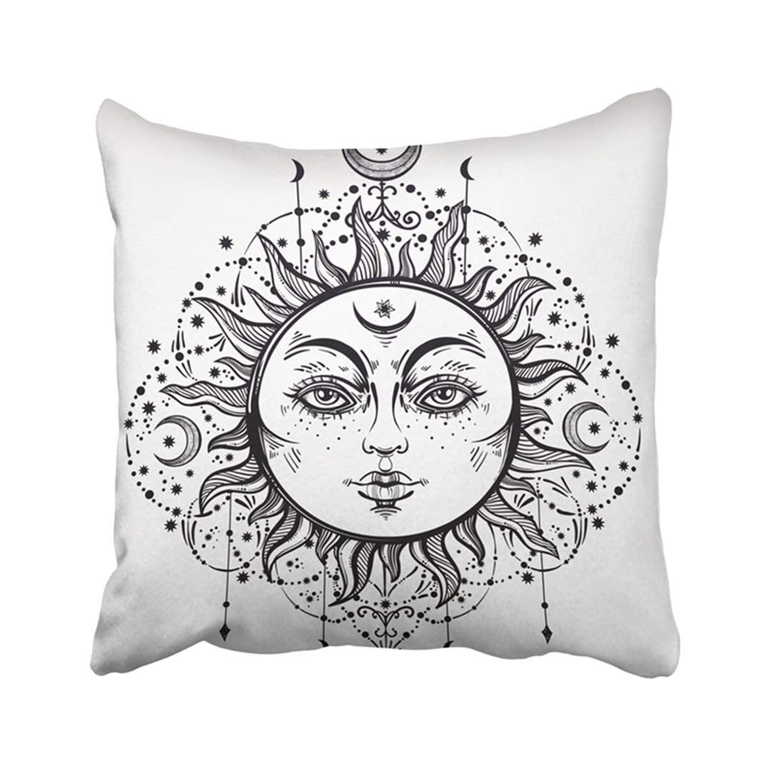  M-Qizi Sun Moon Pillow Covers - Astrology Decor, 18 x