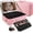 Pink, variant on 15"×11" Large Pink Makeup Bag with Mirror, Personal Item Travel Bag with Makeup Mirror 3 Lights, Waterproof Train Case with Mirror and Adjustable Dividers,Professional Lighted Makeup Case