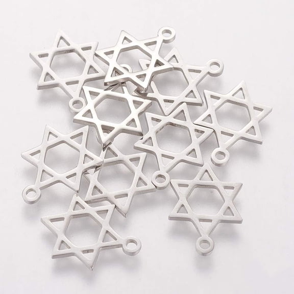 10Pcs Star of David Charms Pendants 16x12x1mm 201 Stainless Steel Tiny Six Pointed Star With 1.5mm Hole - Perfect for Crafting and Accessories for DIY