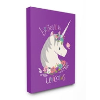 The Stupell Home Decor Collection Floral Believe in Unicorns Wall Art