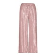 thumbnail image 5 of Xuyuer Women's Solid Sequin Casual Trousers - Sparkly Wide Leg Pants for Party Wear and Glamorous Evening Style, 5 of 6