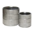 thumbnail image 1 of Urban Trends Collection 45911 Ceramic Cylindrical Pot with Wide Mouth & Engraved Rectangle Design Body, Silver - Set of 2, 1 of 1