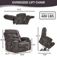thumbnail image 3 of LEGAHOME Oversize Lift Recliner Chair, Electric Power Lift Chair with Heated and Massage Function, Large Fabric Recliner with Remotes & Cup Holders, Wide Seat Lounge Sofa for Big and Tall, Brown, 3 of 12