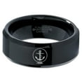 thumbnail image 2 of Tungsten Anchor Rope Band Ring 8mm Men Women Comfort Fit Black Beveled Edge Polished, 2 of 4