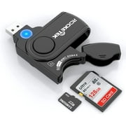 Rocketek 2 in 1 Card Reader, USB 3.0 Memory Card Reader, Build-in SD/TF Card Cover, 2 Slots (SD Card + Micro SD Card)