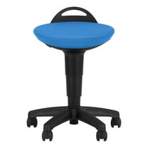 Rolling Adjustable-Height Padded Stool - Brilliant Blue