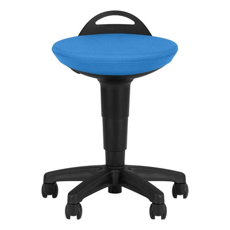 Rolling Adjustable-Height Padded Stool - Brilliant Blue