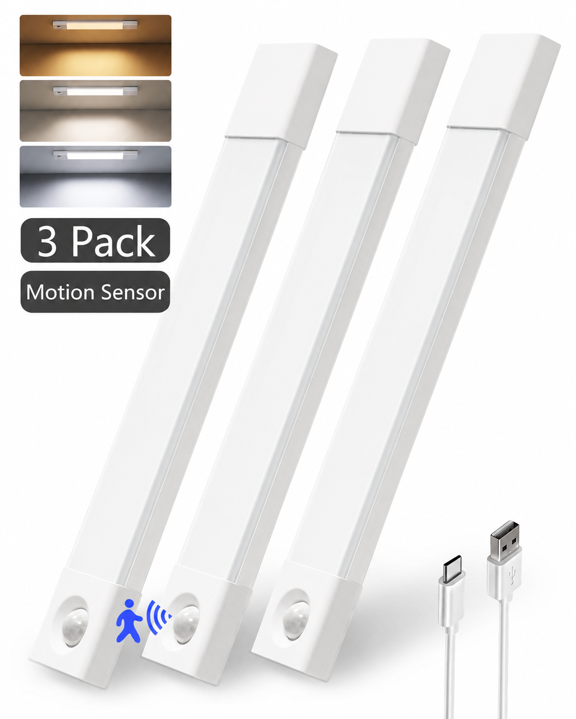EZVALO Under Cabinet LED Motion Sensor Lights, 3 Pack photo 1