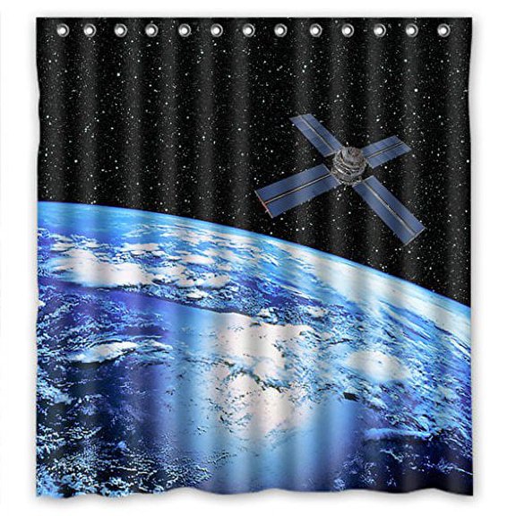 HelloDecor Universe Shower Curtain Polyester Fabric Bathroom Decorative Curtain Size 66x72 Inches