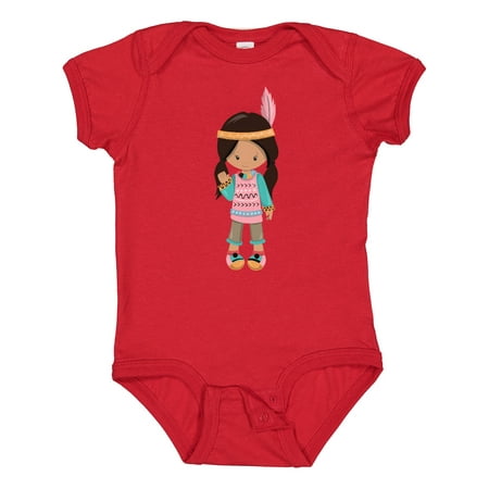 

Inktastic Native American Girl Cute Girl Brown Hair Gift Baby Girl Bodysuit