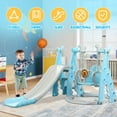 thumbnail image 4 of Ealing Slide and Swing Set for Toddlers Age 1-3,4 in 1 Indoor Outdoor Baby Swing Toys Playset with Basketball Hoop,with Safety Belt ,Extra Long Slide 53.1  in,Blue, 4 of 10