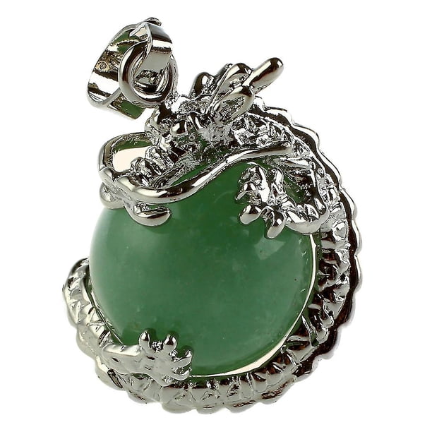 Colgante de bola de piedras preciosas de 15 mm Dragón envuelto - Aventurina verde