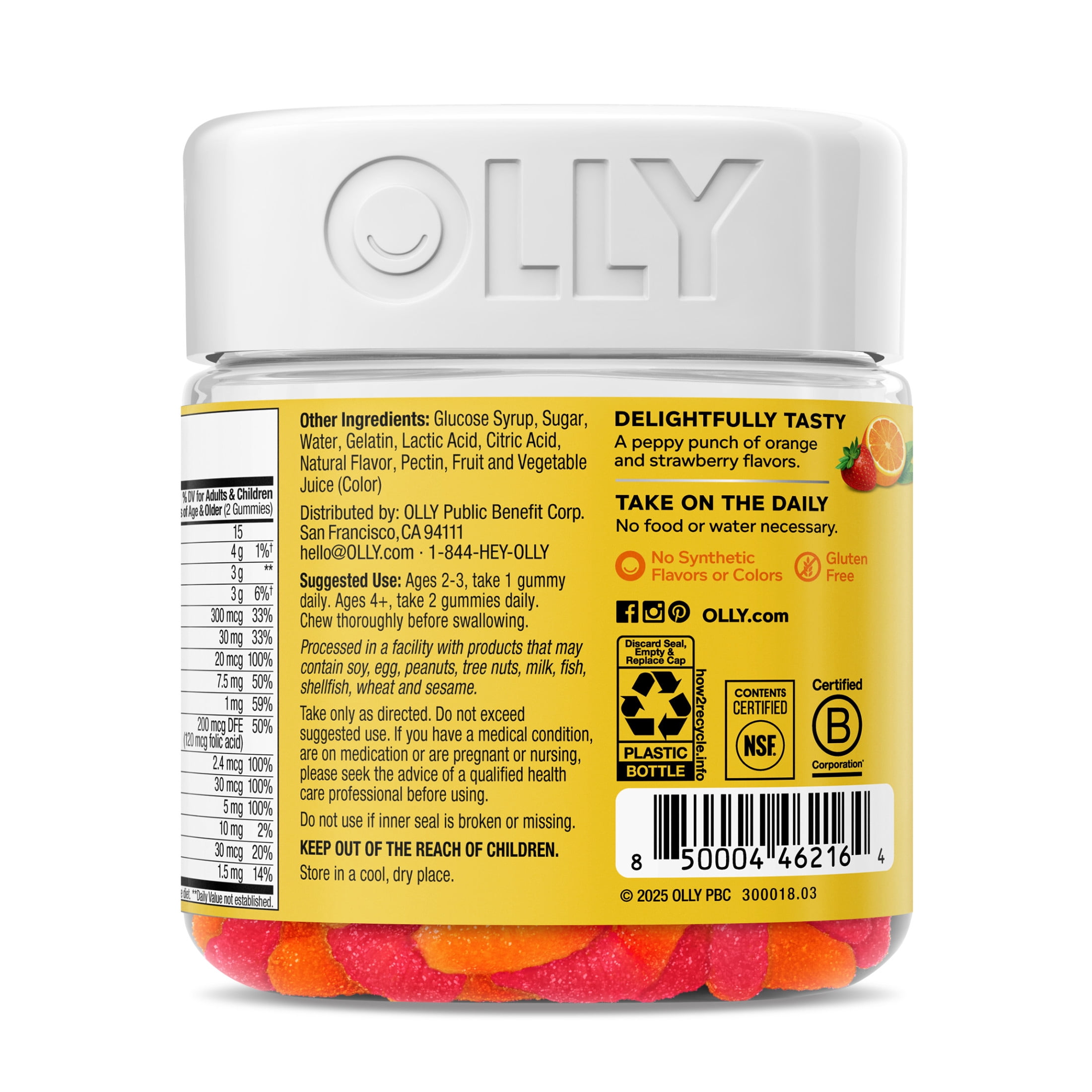 OLLY Kids Multivitamin Gummy Worm Supplement for Kids, Vitamins A, C, D & Zinc, 70 Count