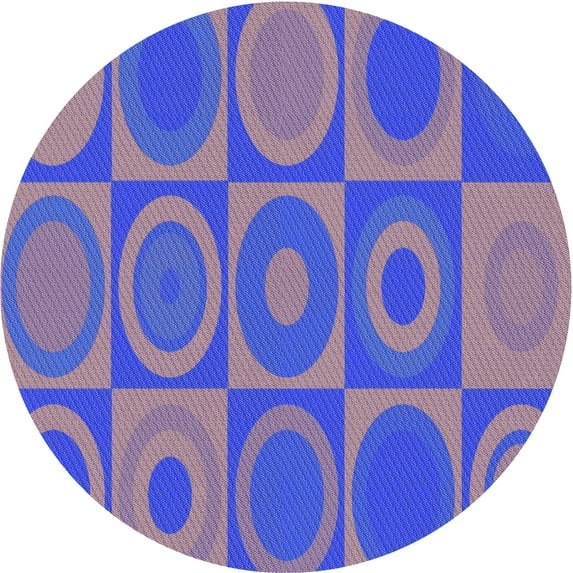 Ahgly Company Machine Washable Indoor Round Transitional Blue Area Rugs, 5' Round