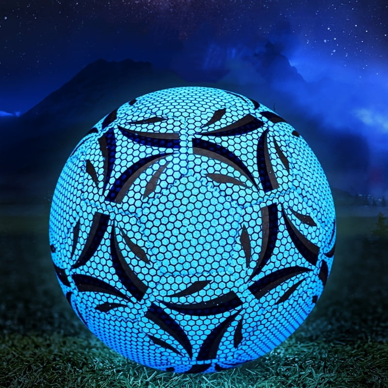Glow in Dark Soccer Ball - 1pc Professional Night Match TPU Football Size 4/5, Great Choice for Adult Unisex, Ideal for Night & Beach Parties, Perfect for Holiday Gift with Pump &  Needle