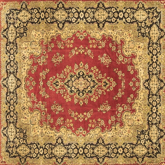 Ahgly Company Indoor Square Medallion Brown Traditional Area Rugs, 5' Square